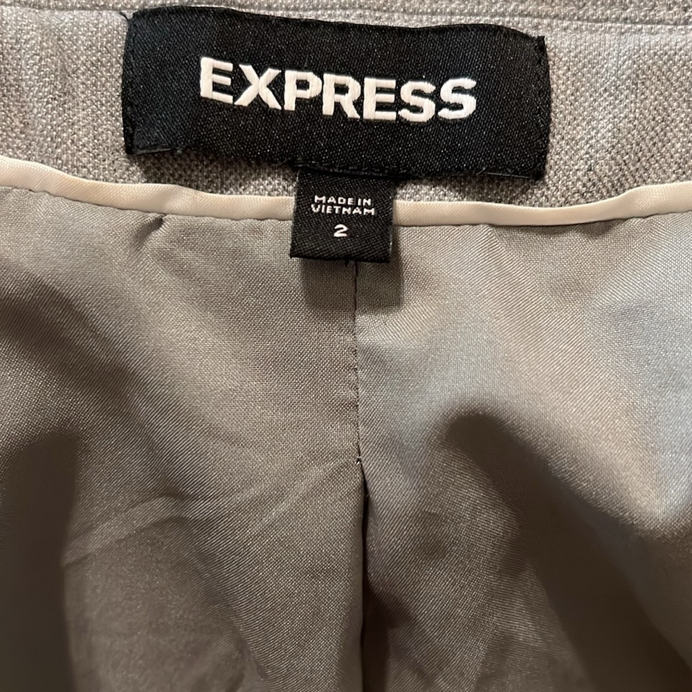 Express Light Gray Blazer Single Button Closure 2 - image 7
